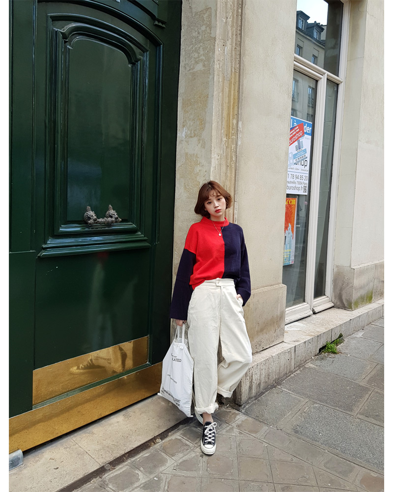 ♥Love in PARIS♥バイカラーラウンドネックニット・全3色 | DHOLIC | 詳細画像35