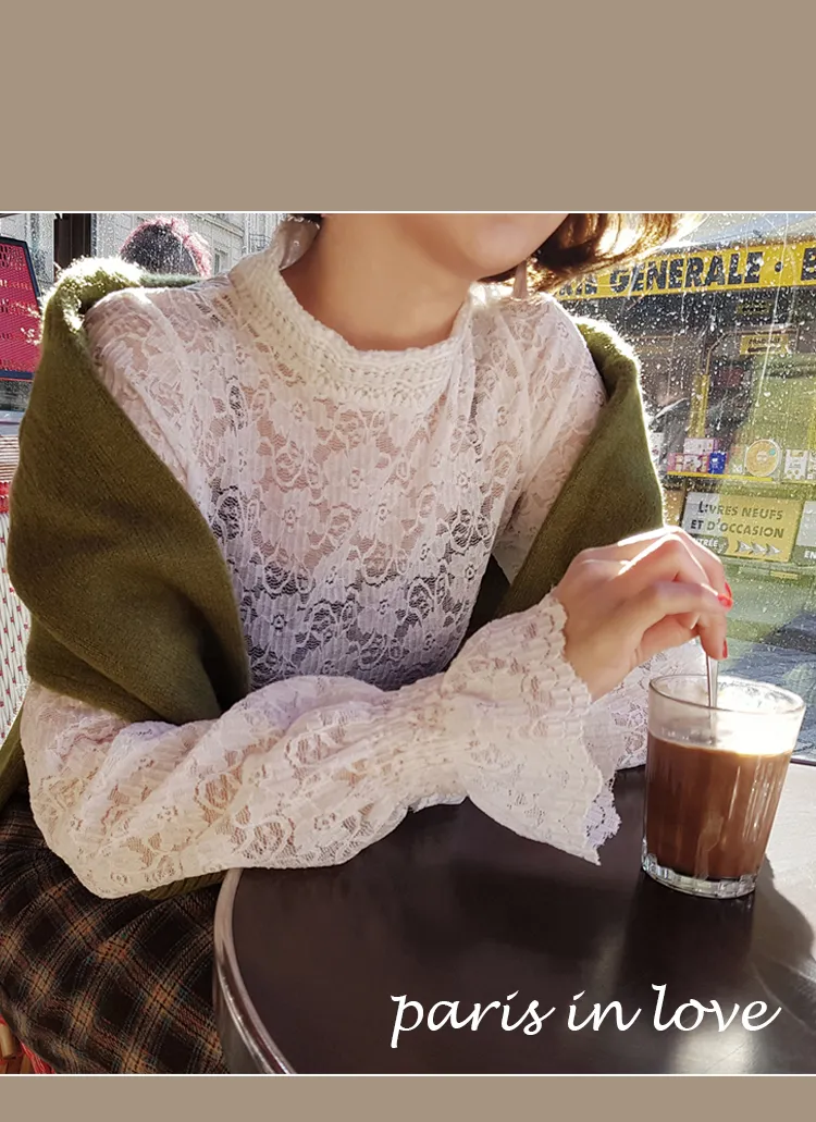 ♥Love in PARIS♥ハーフネックフローラルレースブラウス・全4色 | DHOLIC | 詳細画像1