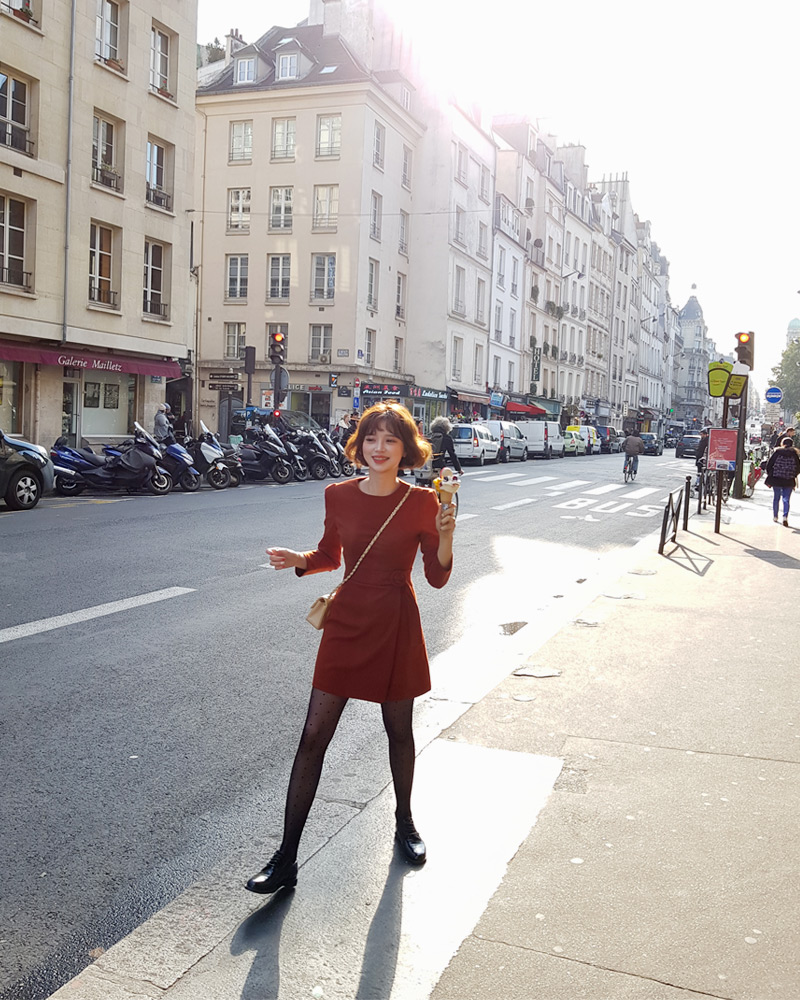 ♥Love in PARIS♥ウエストベルトAラインミ二ワンピース・全2色 | DHOLIC | 詳細画像11