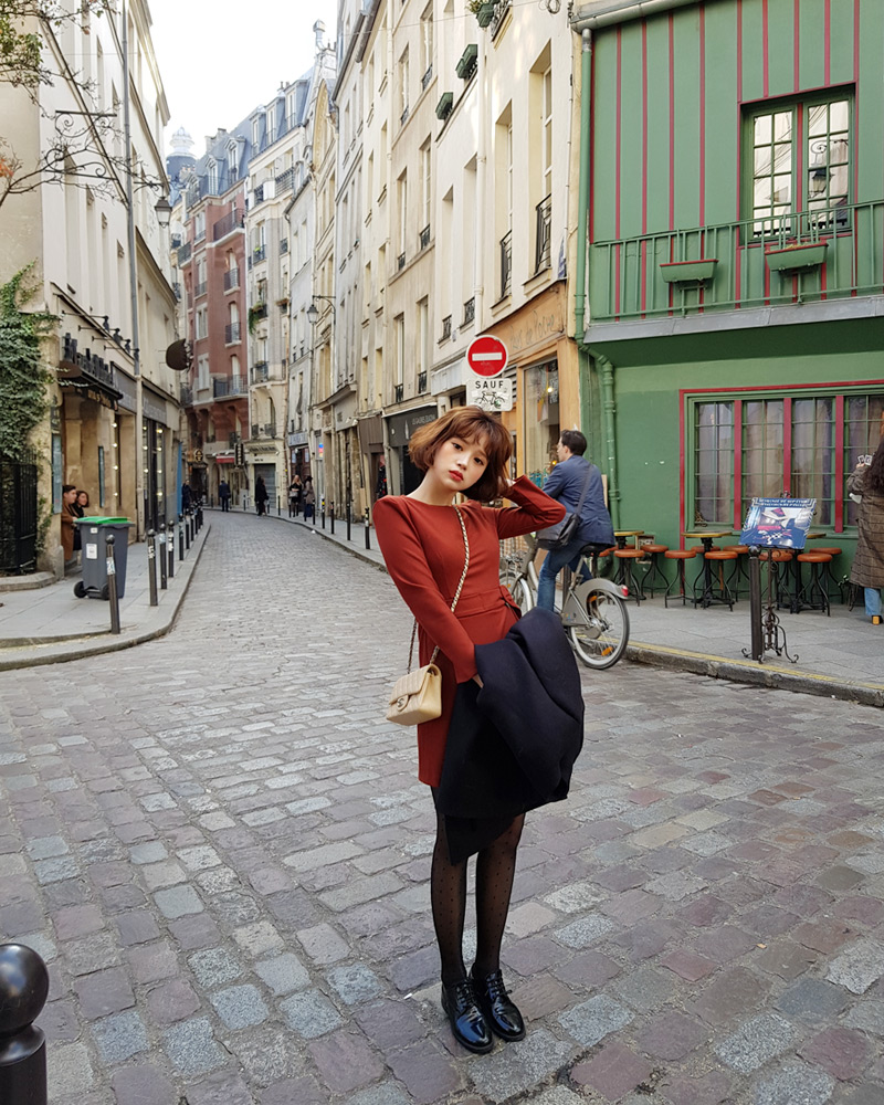 ♥Love in PARIS♥ウエストベルトAラインミ二ワンピース・全2色 | DHOLIC | 詳細画像16