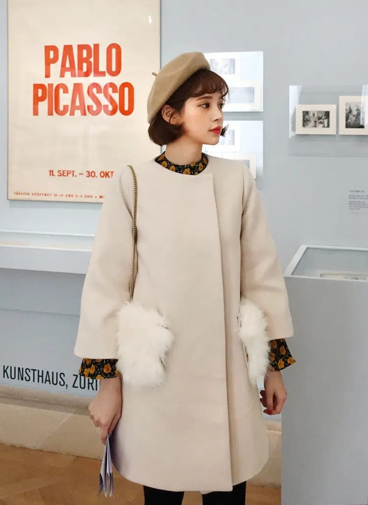 ♥Love in PARIS♥ポケットファーノーカラーコート・全3色 