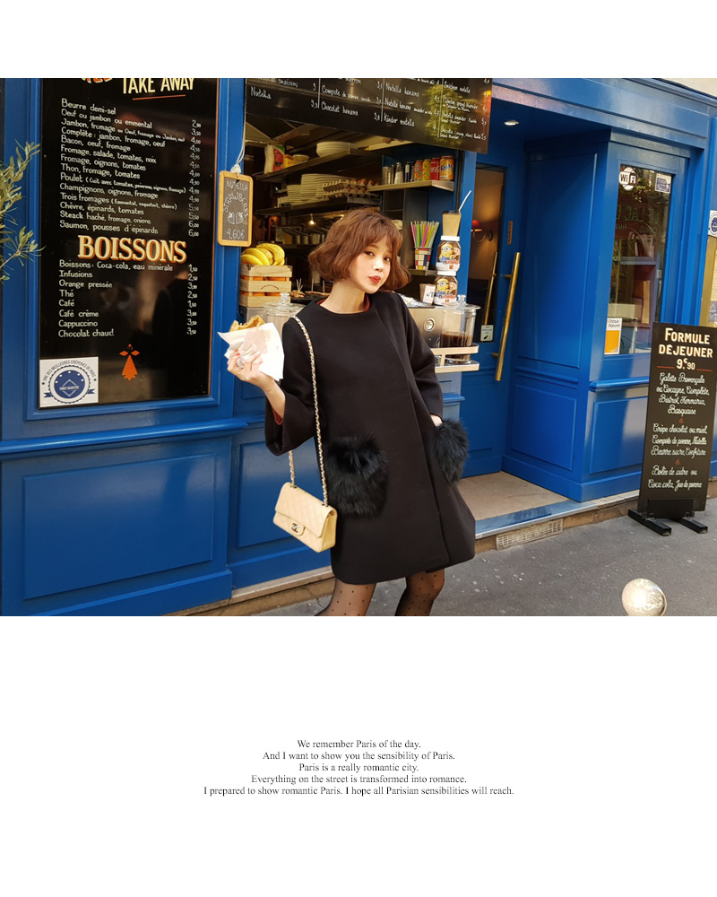 ♥Love in PARIS♥ポケットファーノーカラーコート・全3色 | DHOLIC | 詳細画像10