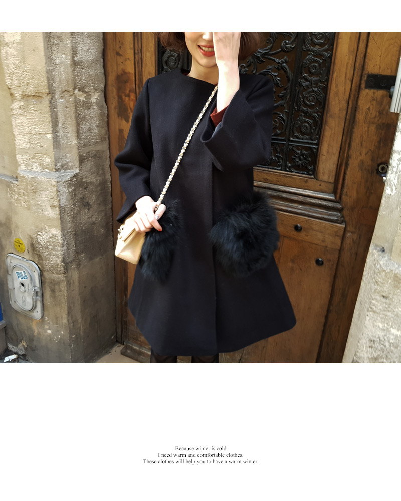 ♥Love in PARIS♥ポケットファーノーカラーコート・全3色 | DHOLIC | 詳細画像19