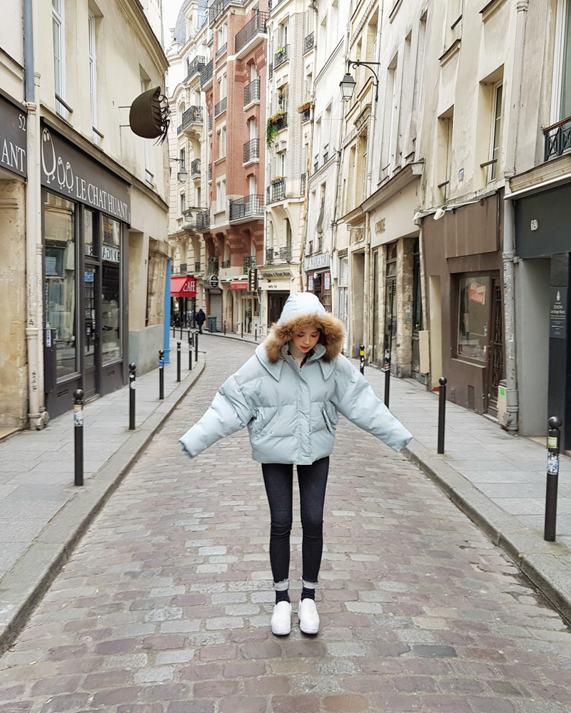 ♥Love in PARIS♥フードフェイクファーハイネック中綿ジャケット・全3色 | DHOLIC | 詳細画像12