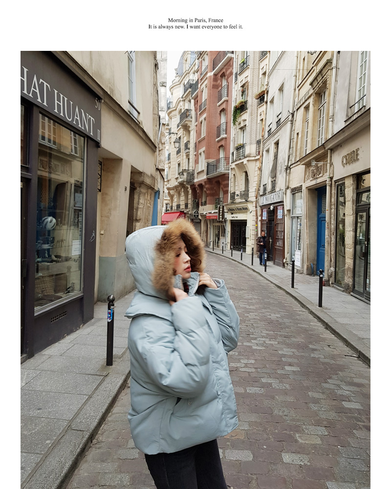 ♥Love in PARIS♥フードフェイクファーハイネック中綿ジャケット・全3色 | DHOLIC | 詳細画像15