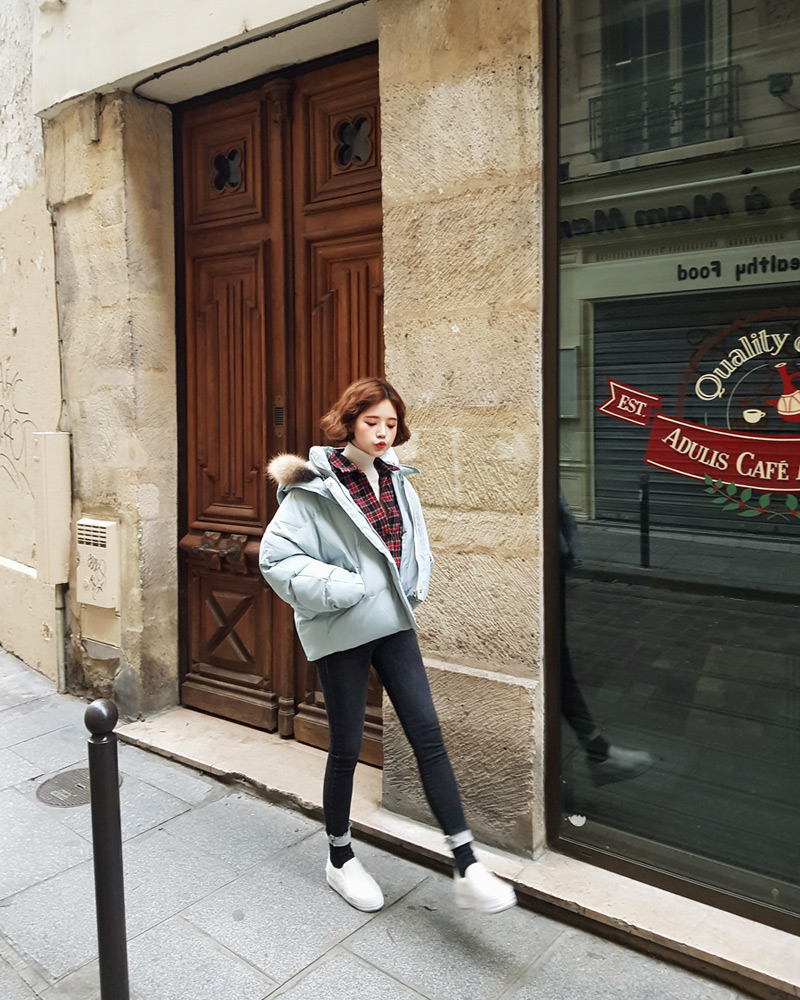♥Love in PARIS♥フードフェイクファーハイネック中綿ジャケット・全3色 | DHOLIC | 詳細画像18