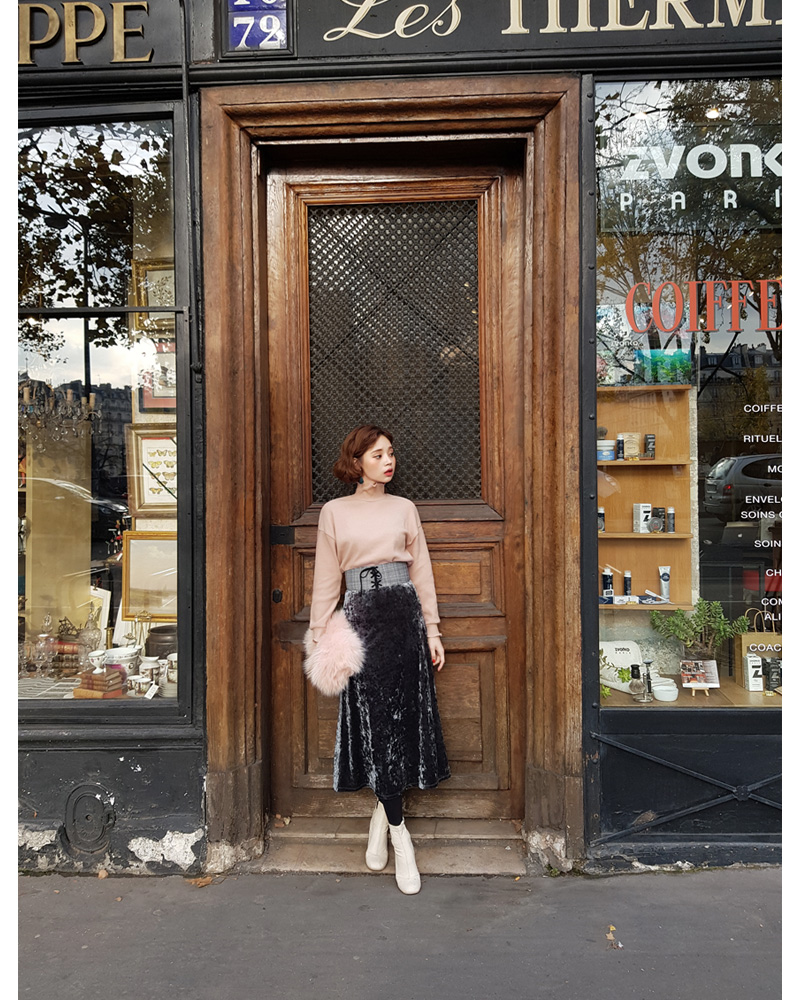 ♥Love in PARIS♥ミモレ丈ベロアスリットスカート・全4色 | DHOLIC | 詳細画像7