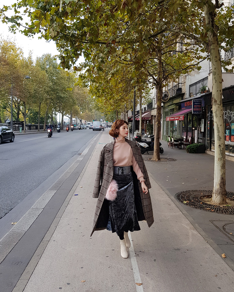 ♥Love in PARIS♥ミモレ丈ベロアスリットスカート・全4色 | DHOLIC | 詳細画像4