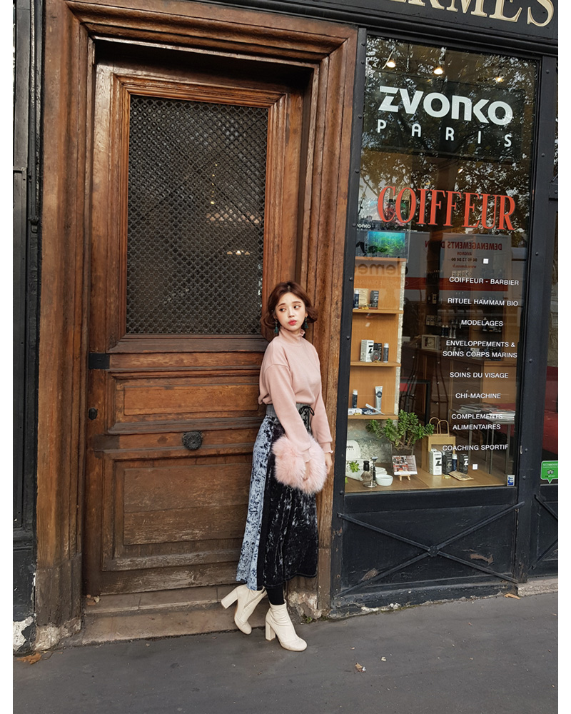 ♥Love in PARIS♥ミモレ丈ベロアスリットスカート・全4色 | DHOLIC | 詳細画像10