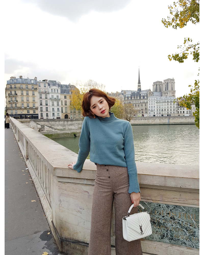 ♥Love in PARIS♥ボタンハイウエストチェックワイドパンツ・全2色 | DHOLIC | 詳細画像11