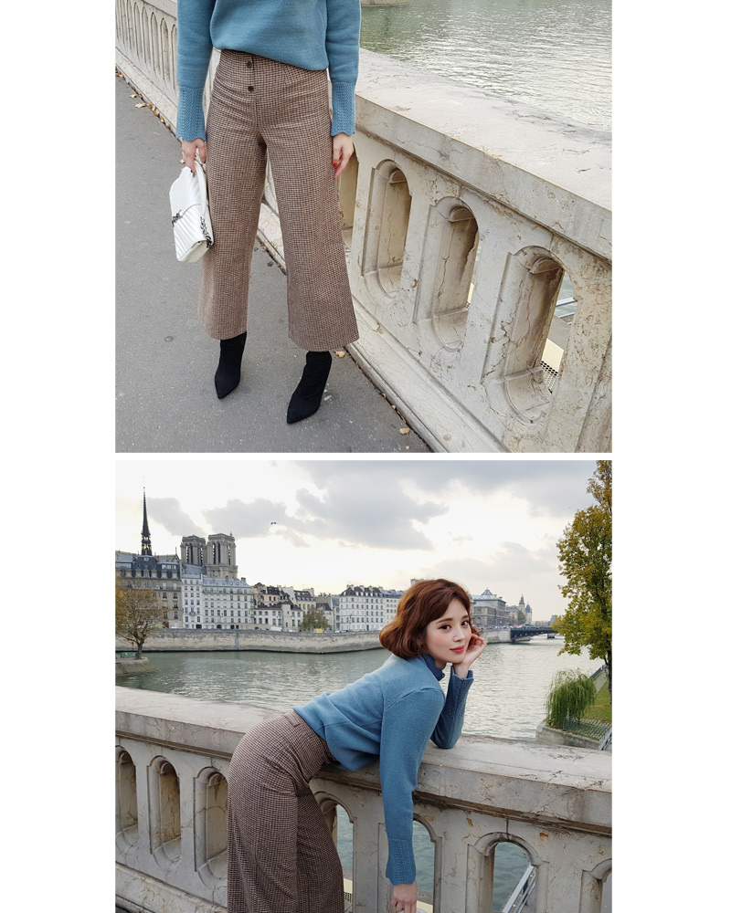 ♥Love in PARIS♥ボタンハイウエストチェックワイドパンツ・全2色 | DHOLIC | 詳細画像12