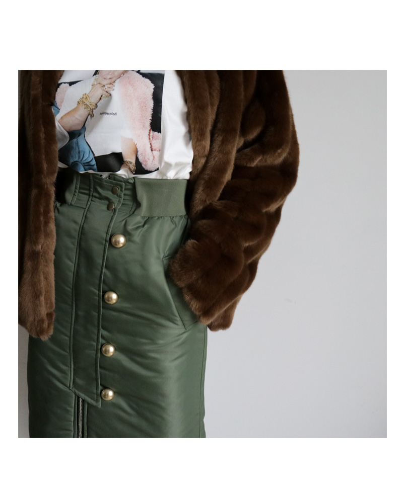 中綿フロントジップボタンスカート・全2色 | DHOLIC | 詳細画像7