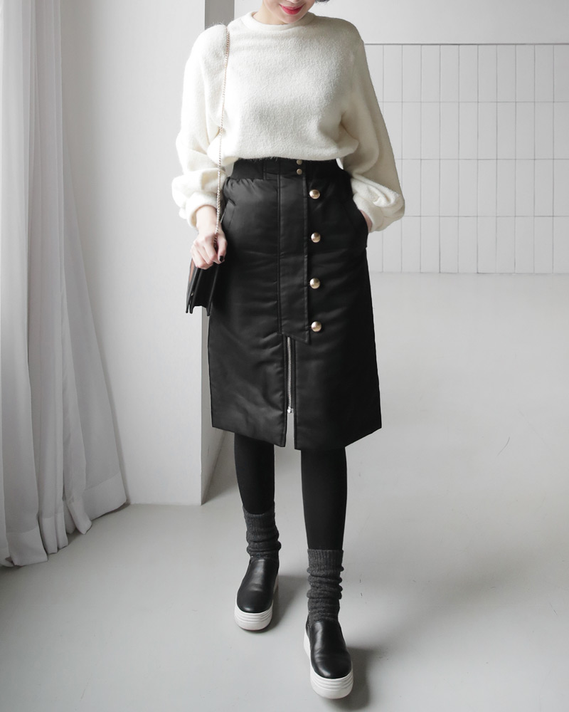 中綿フロントジップボタンスカート・全2色 | DHOLIC | 詳細画像14