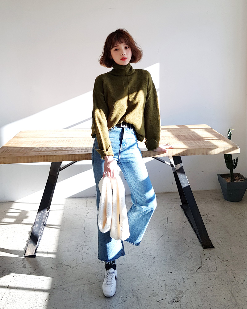 ワイド カーブ デニム カットオフ ストリート 韓国 春 cr8165 ワイドデニムカットオフパンツ！春に軽快に履いて欲しい！（並木