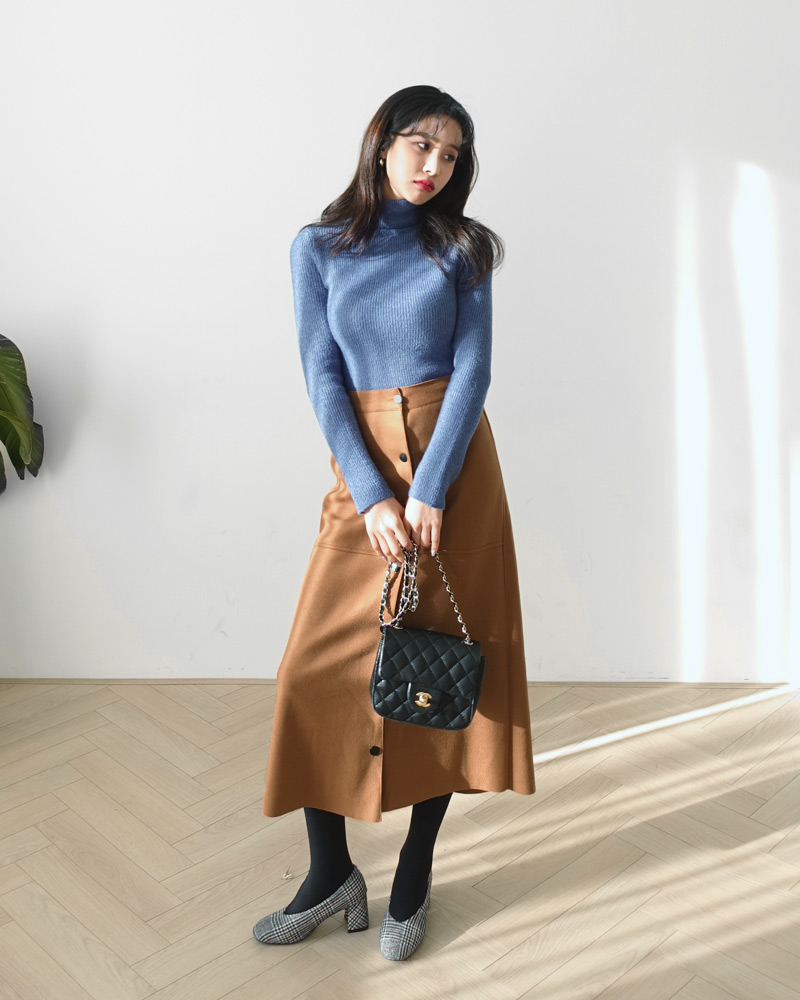 Aラインボタンロングスカート・全2色 | DHOLIC | 詳細画像6
