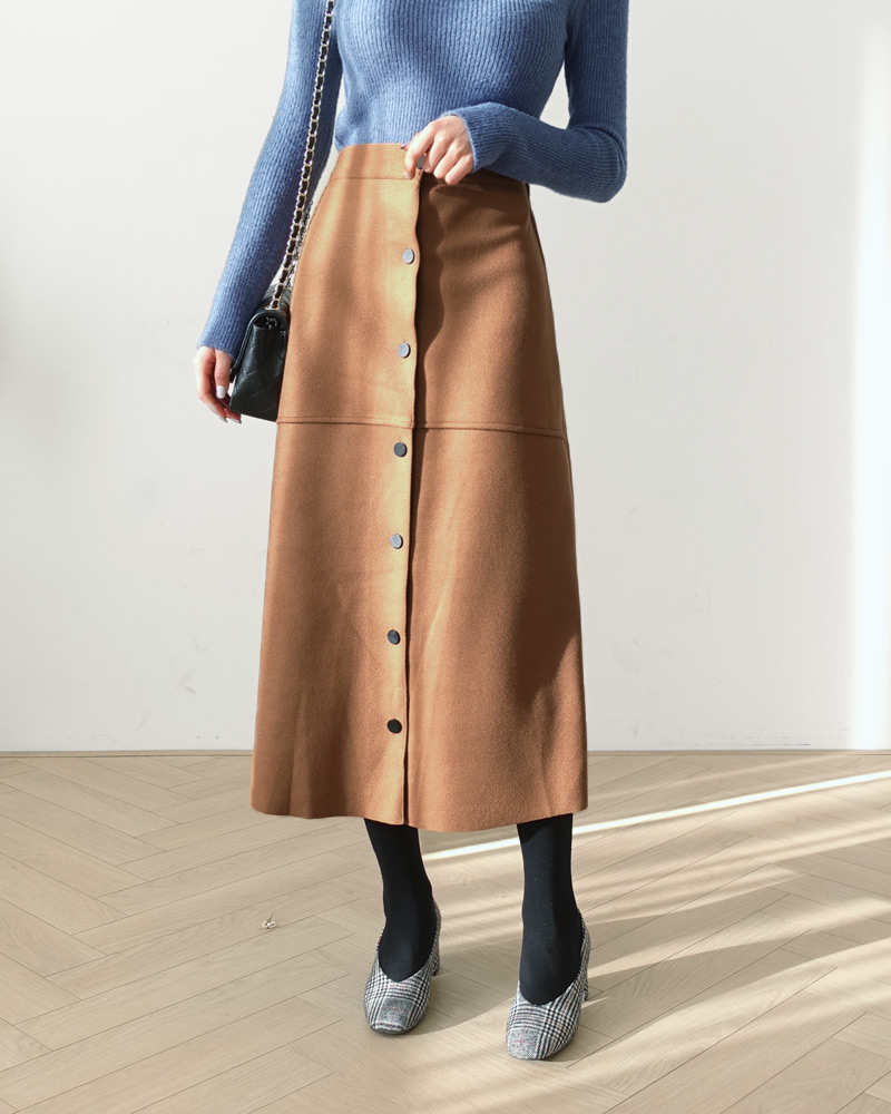 Aラインボタンロングスカート・全2色 | DHOLIC | 詳細画像7
