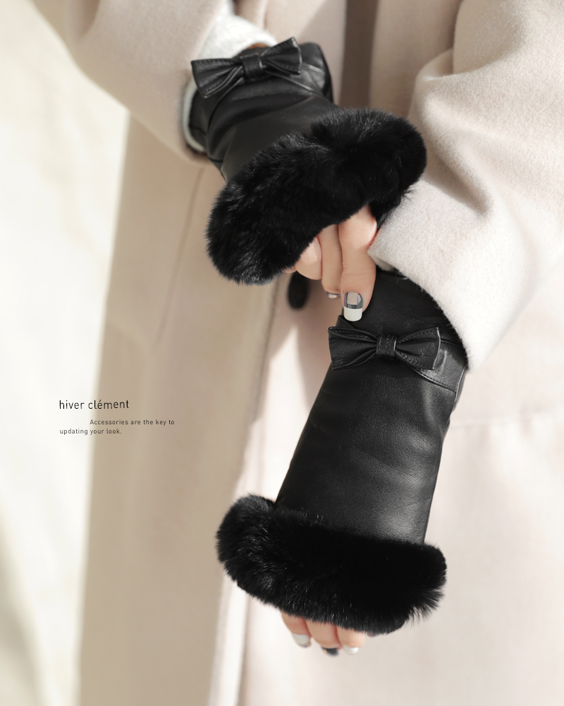 羊革リボンフィンガーレス手袋・全2色 | DHOLIC | 詳細画像2