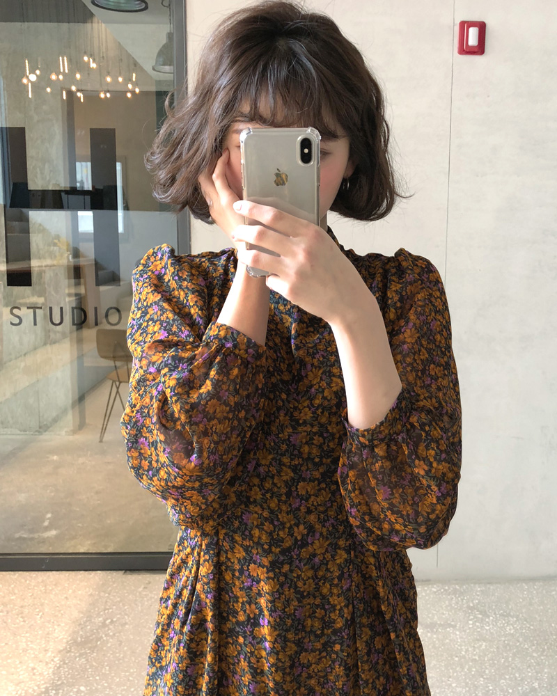 モックネックフローラルロングワンピース・全2色 | DHOLIC | 詳細画像18