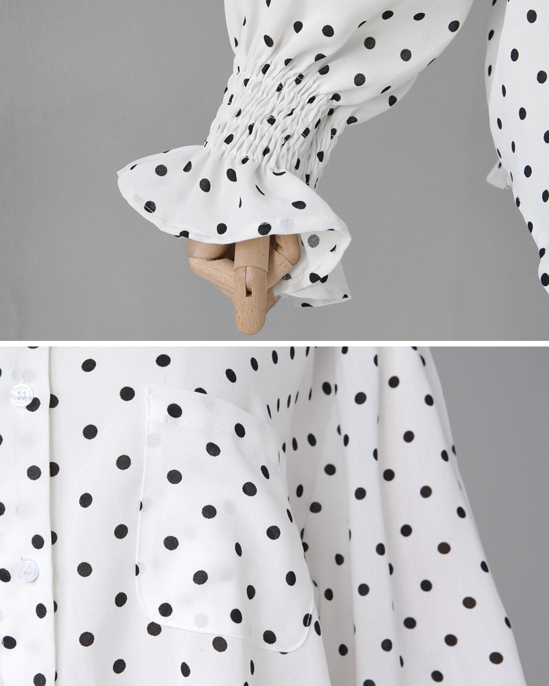 <font color=red><b>雑誌掲載商品○</b></font>シャーリングスリーブドットブラウス・全2色 | DHOLIC | 詳細画像32