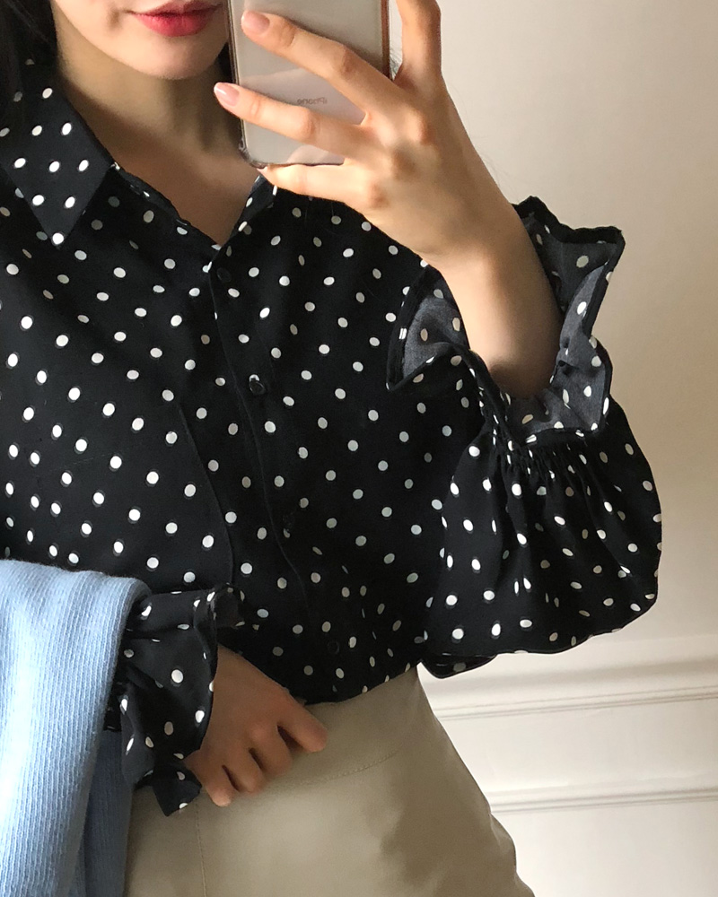<font color=red><b>雑誌掲載商品○</b></font>シャーリングスリーブドットブラウス・全2色 | DHOLIC | 詳細画像21