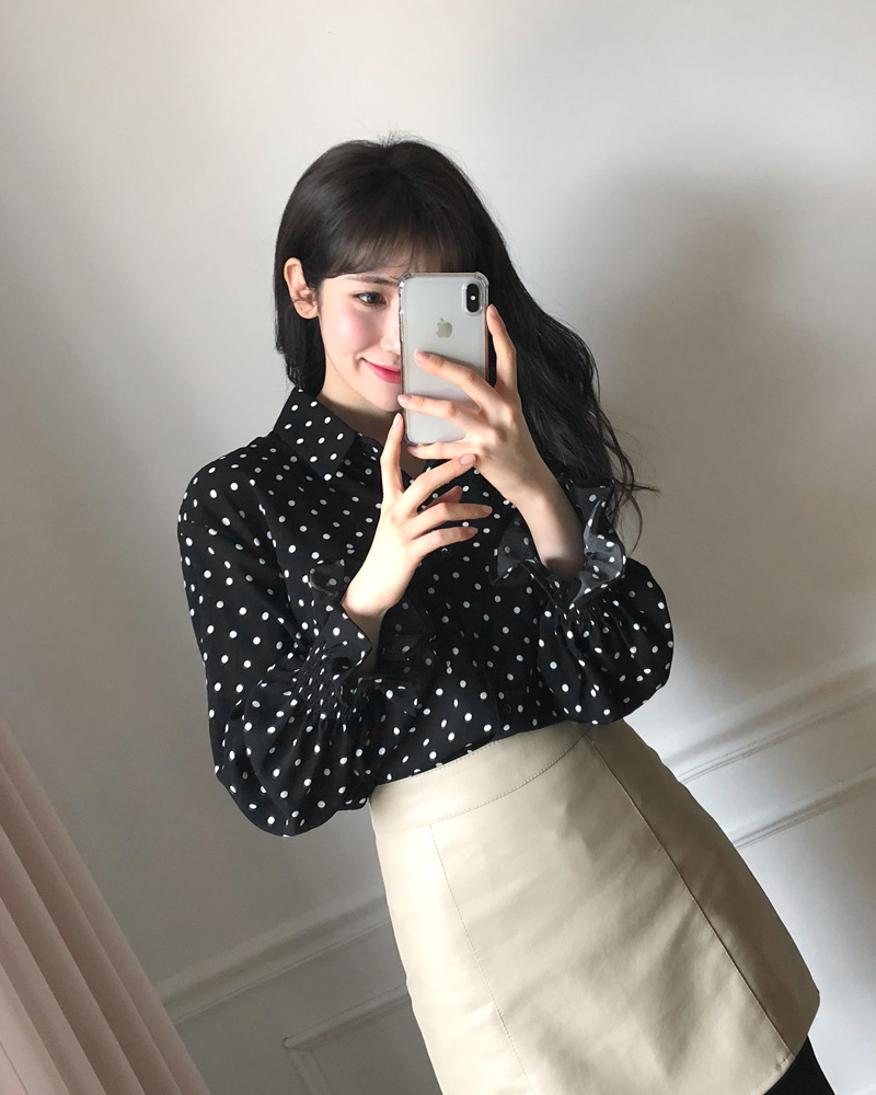 <font color=red><b>雑誌掲載商品○</b></font>シャーリングスリーブドットブラウス・全2色 | DHOLIC | 詳細画像22