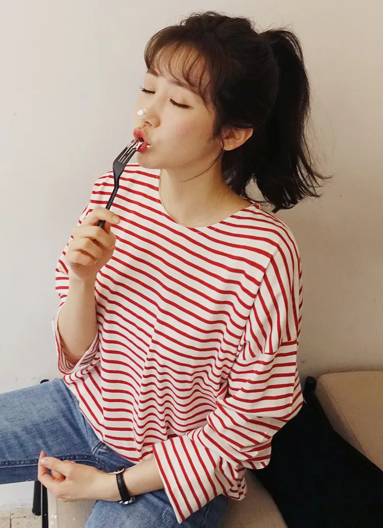 ボーダーオーバーサイズTシャツ・全5色 | DHOLIC | 詳細画像1
