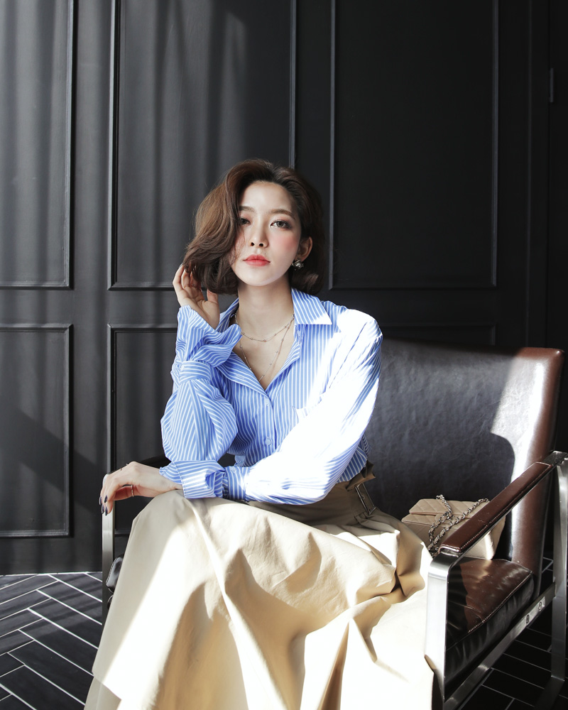 スリーブタイストライプシャツ・全2色 | DHOLIC PLUS | 詳細画像3