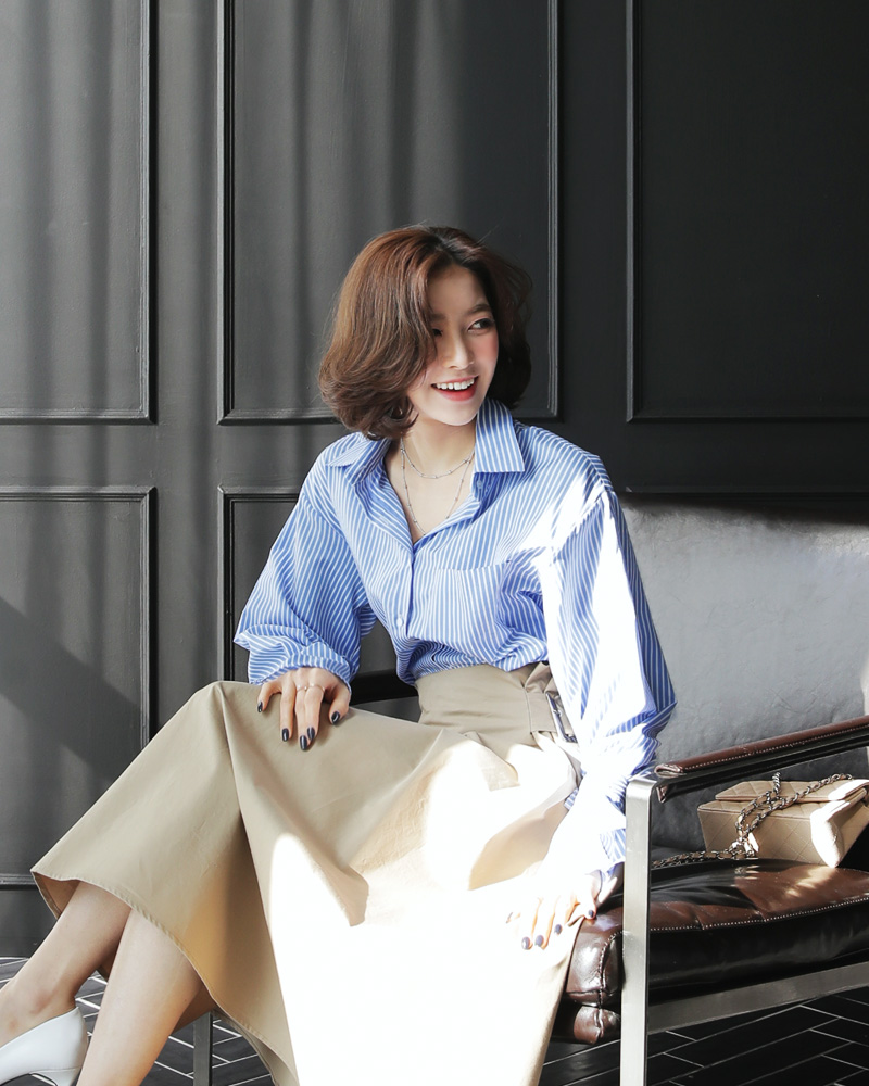 スリーブタイストライプシャツ・全2色 | DHOLIC PLUS | 詳細画像9