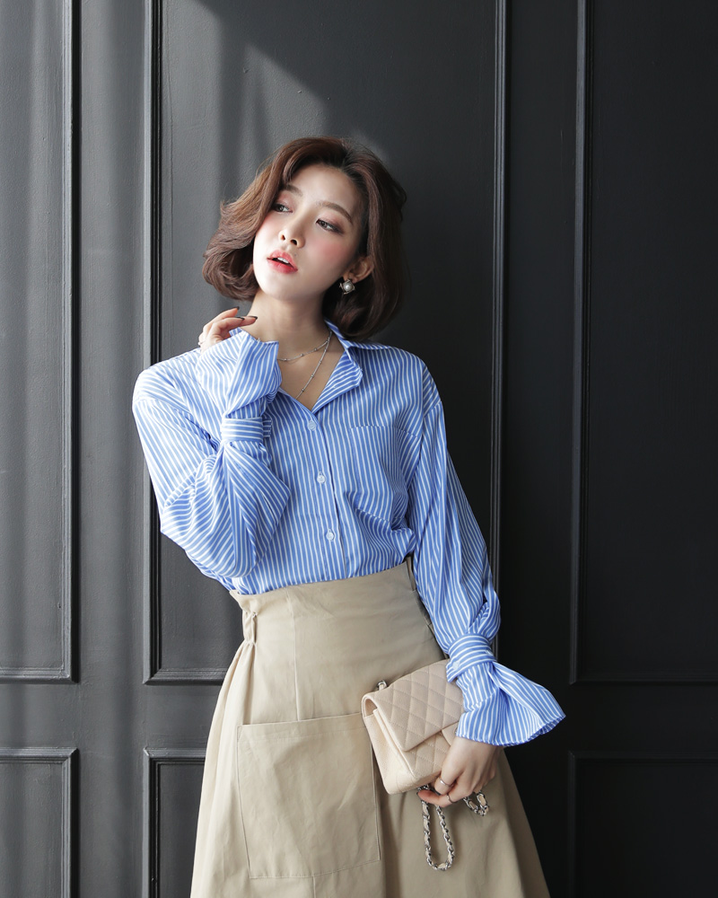 スリーブタイストライプシャツ・全2色 | DHOLIC PLUS | 詳細画像11