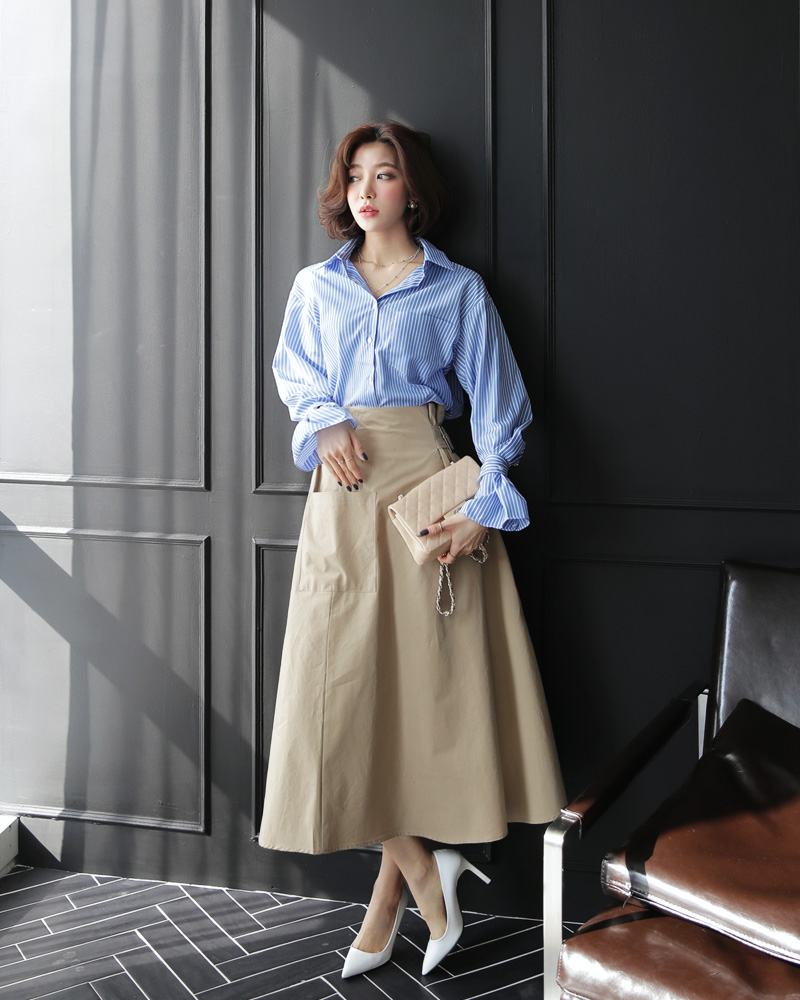 スリーブタイストライプシャツ・全2色 | DHOLIC PLUS | 詳細画像12