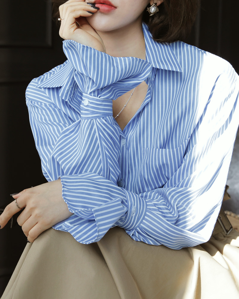 スリーブタイストライプシャツ・全2色 | DHOLIC PLUS | 詳細画像13