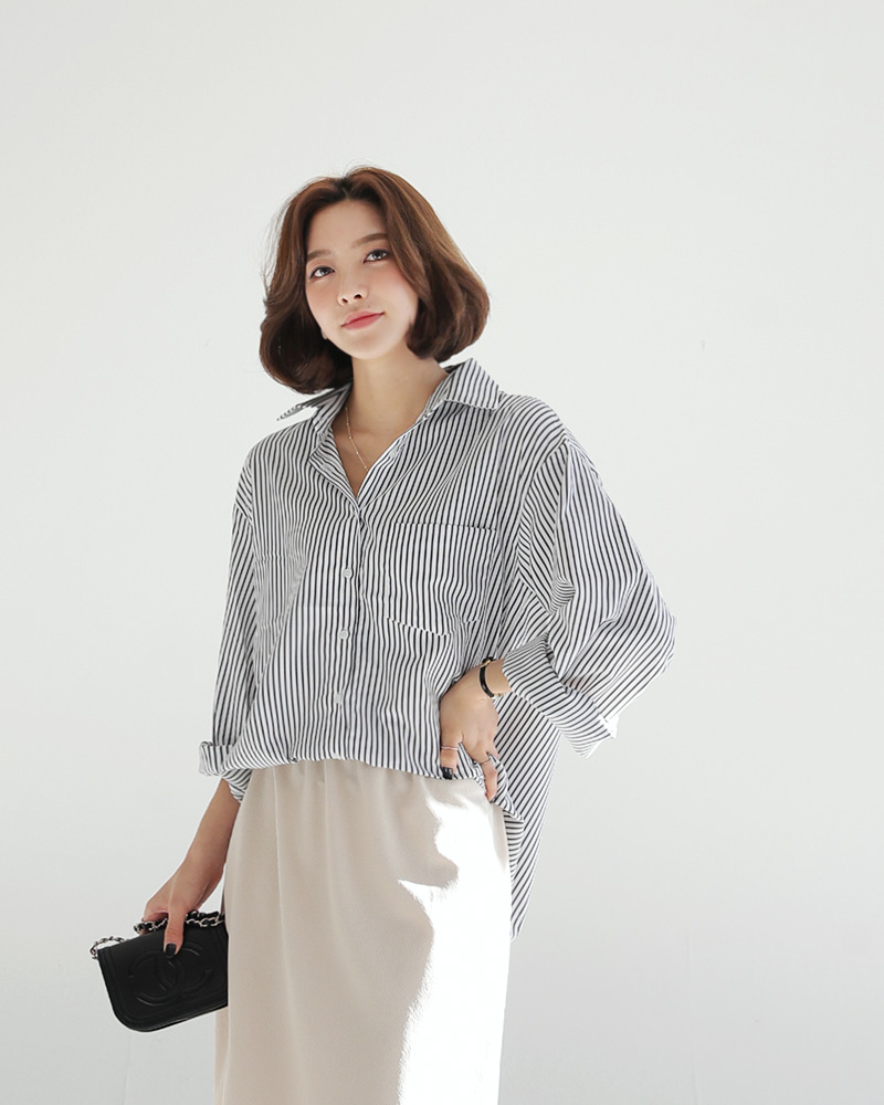 スリーブタイストライプシャツ・全2色 | DHOLIC PLUS | 詳細画像19