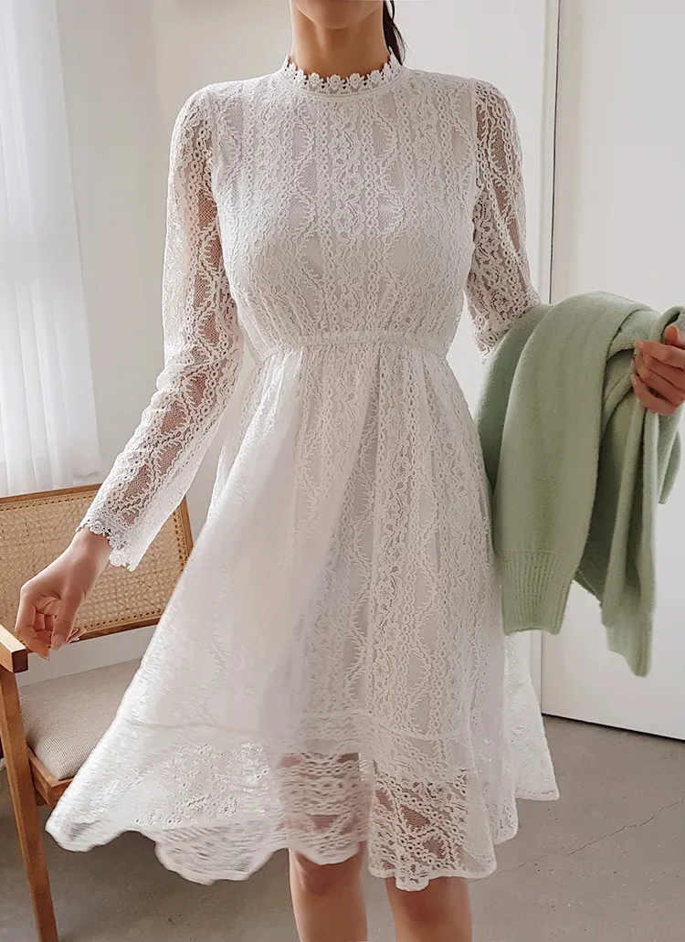 ウエストゴムレースワンピース・全2色 | DHOLIC | 詳細画像1