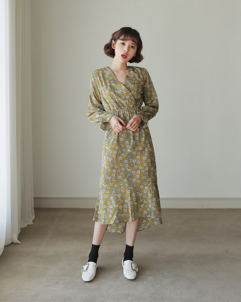 <font color=red><b>○雑誌掲載商品○</b></font>ラッフルヘム花柄ロングワンピース・全3色 | DHOLIC | 詳細画像5