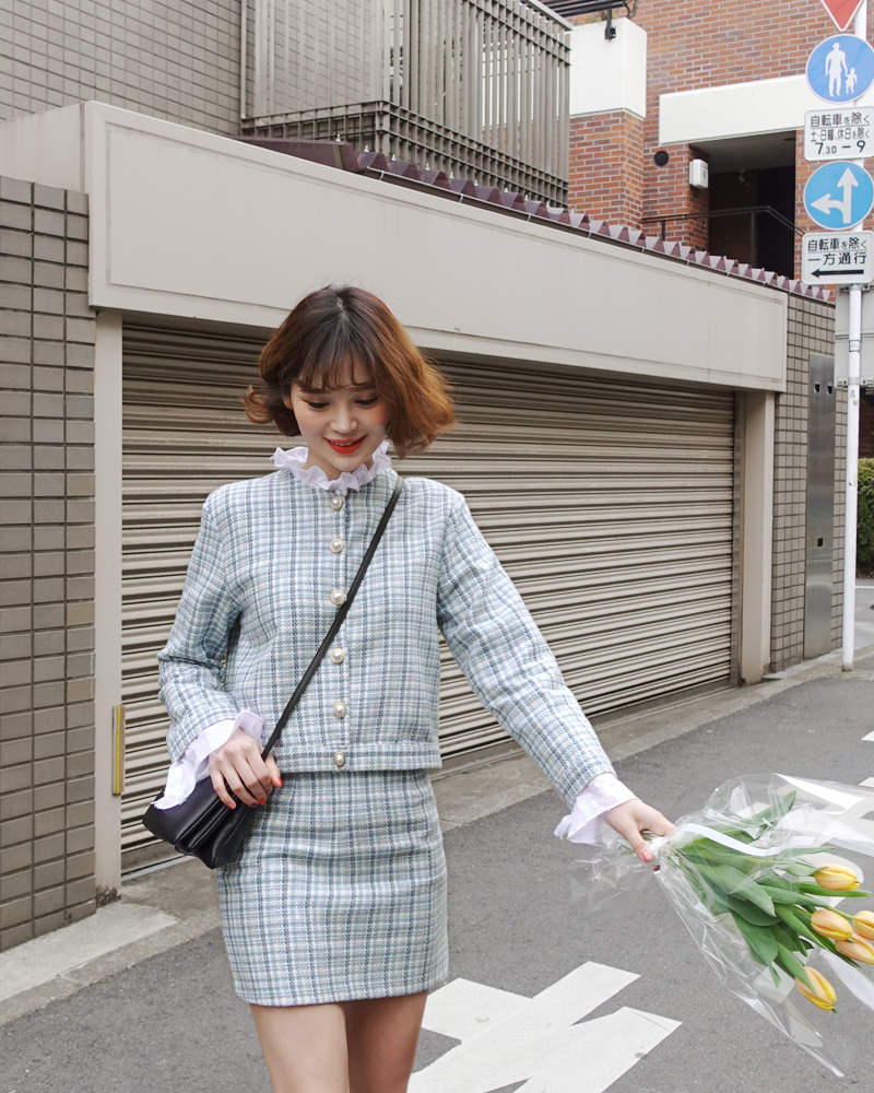 ♥Love in TOKYO♥ツイードクロップドジャケット&ミニ丈スカートSET・全2色 | DHOLIC | 詳細画像6
