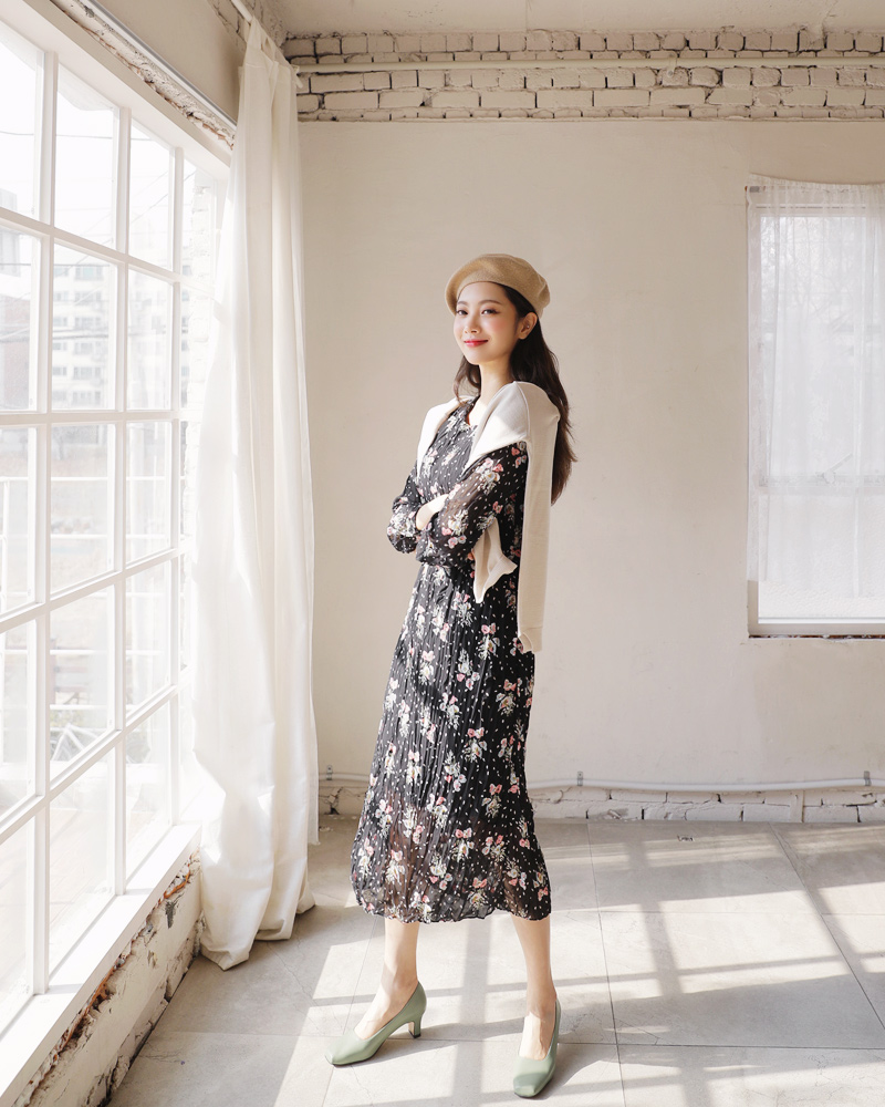 リンクルフローラルワンピース・全2色 | DHOLIC | 詳細画像8