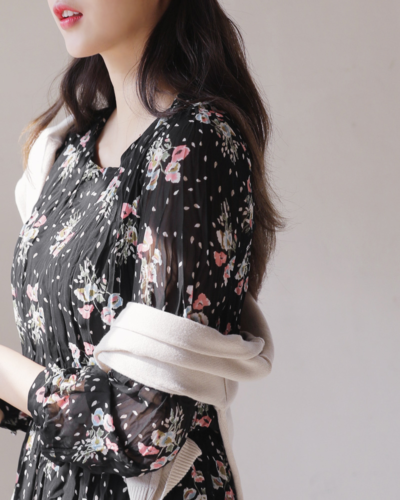 リンクルフローラルワンピース・全2色 | DHOLIC | 詳細画像12