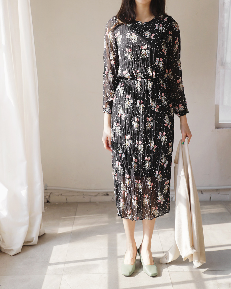 リンクルフローラルワンピース・全2色 | DHOLIC | 詳細画像14