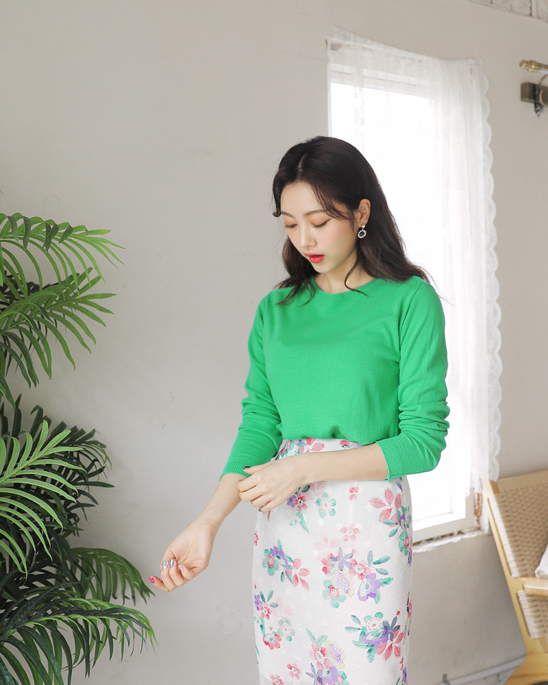 シフォンフローラルペンシルスカート・全2色 | DHOLIC | 詳細画像4