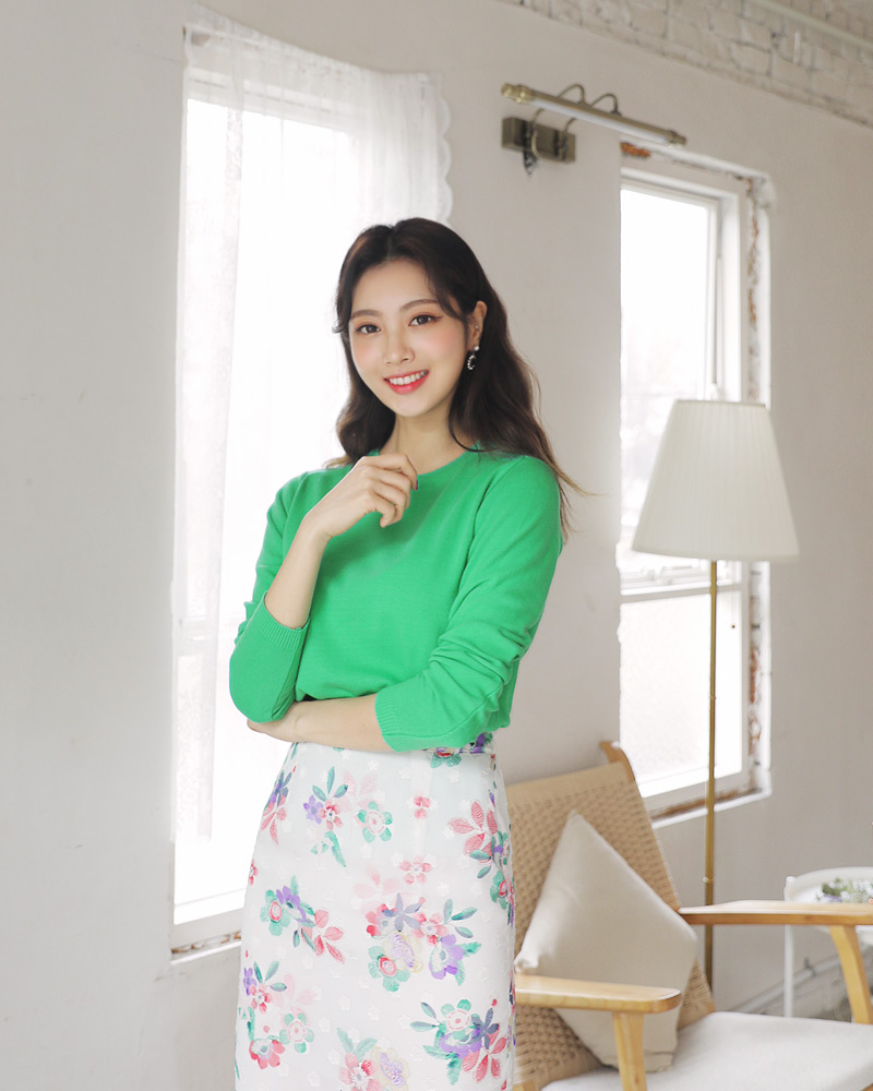 シフォンフローラルペンシルスカート・全2色 | DHOLIC | 詳細画像7