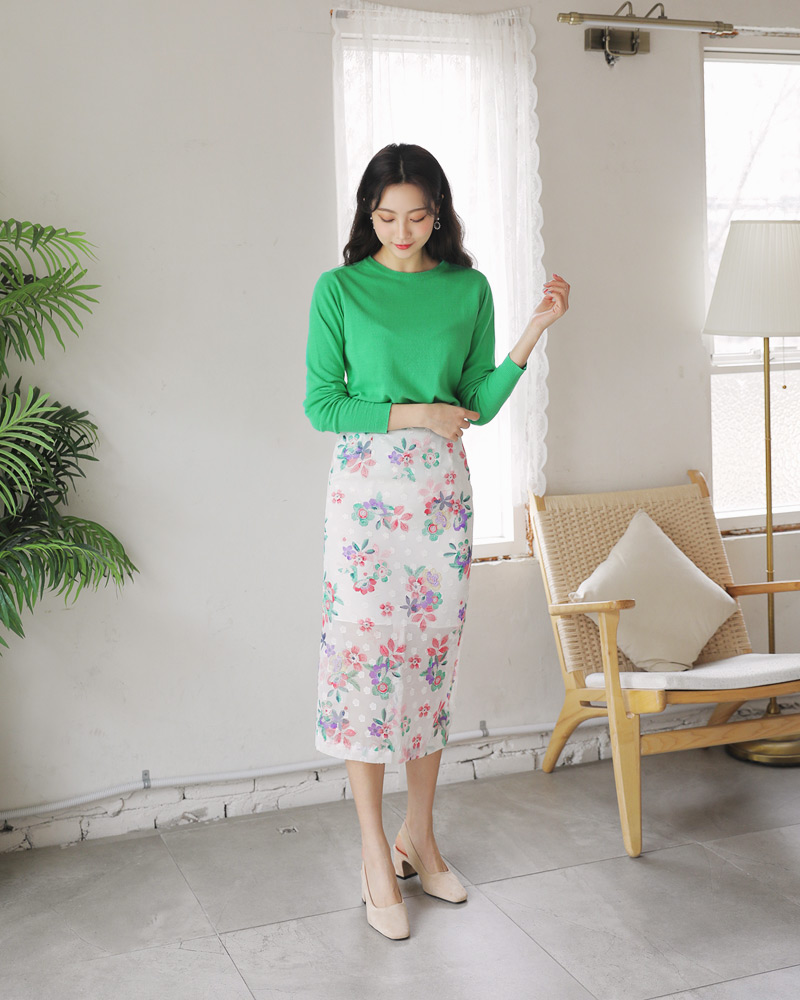 シフォンフローラルペンシルスカート・全2色 | DHOLIC | 詳細画像13