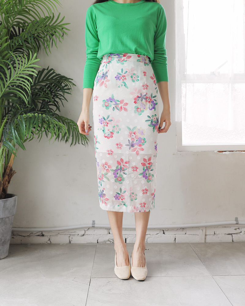 シフォンフローラルペンシルスカート・全2色 | DHOLIC | 詳細画像15