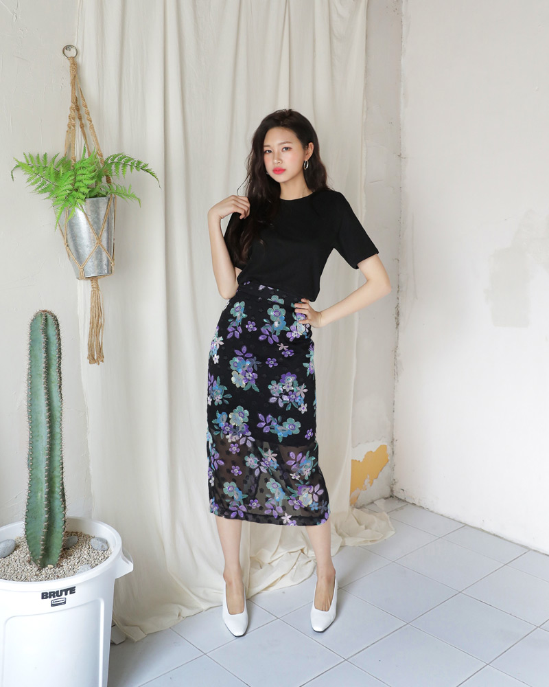 シフォンフローラルペンシルスカート・全2色 | DHOLIC | 詳細画像28