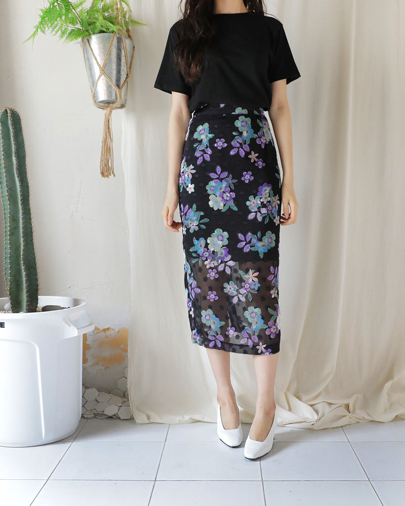 シフォンフローラルペンシルスカート・全2色 | DHOLIC | 詳細画像30