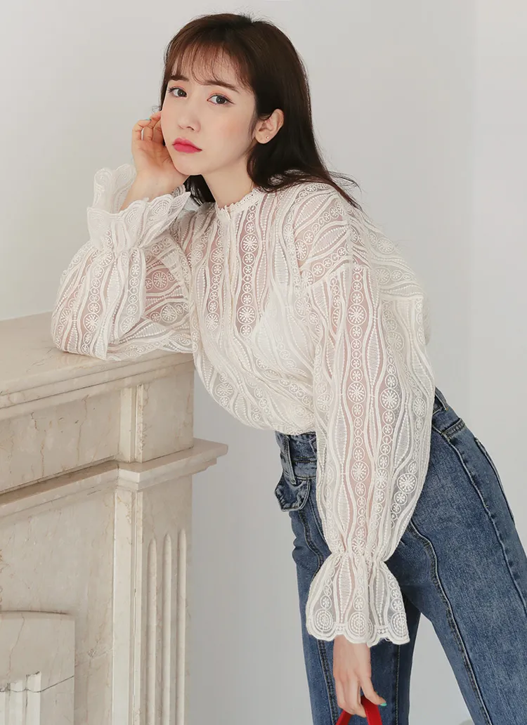 キャミSETスカラップレースブラウス・全2色 | DHOLIC | 詳細画像1