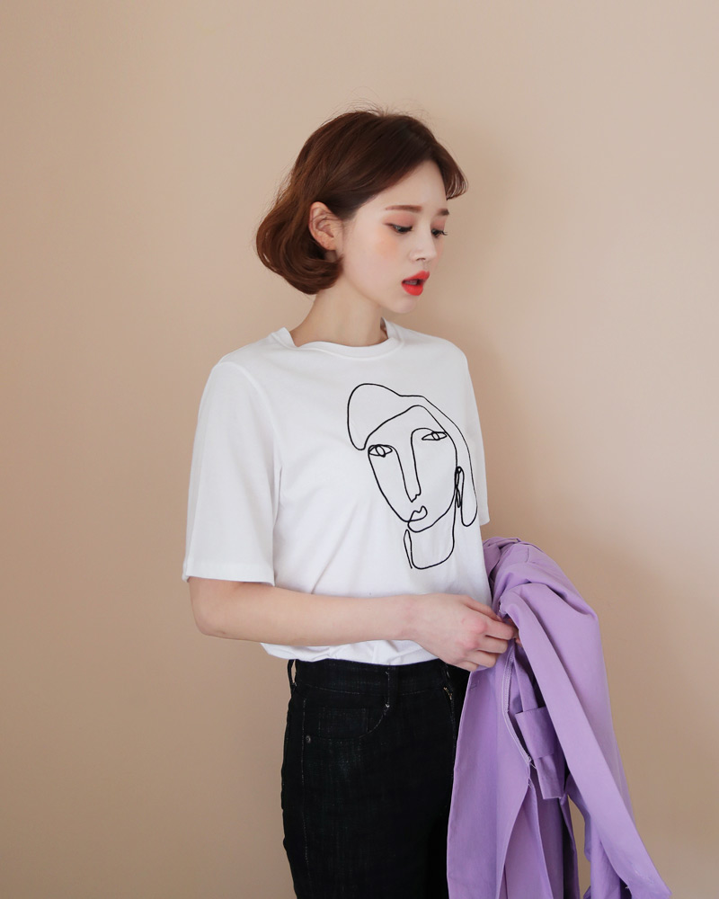 フェイス刺繍Tシャツ・全3色 | DHOLIC | 詳細画像22