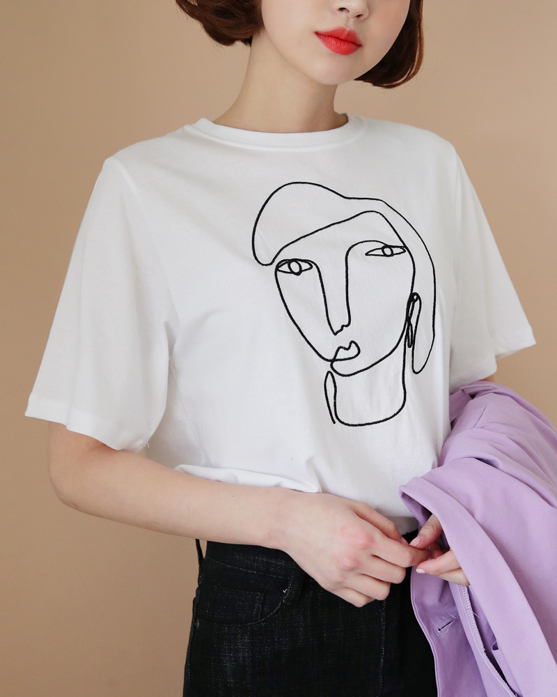 フェイス刺繍Tシャツ・全3色 | DHOLIC | 詳細画像25