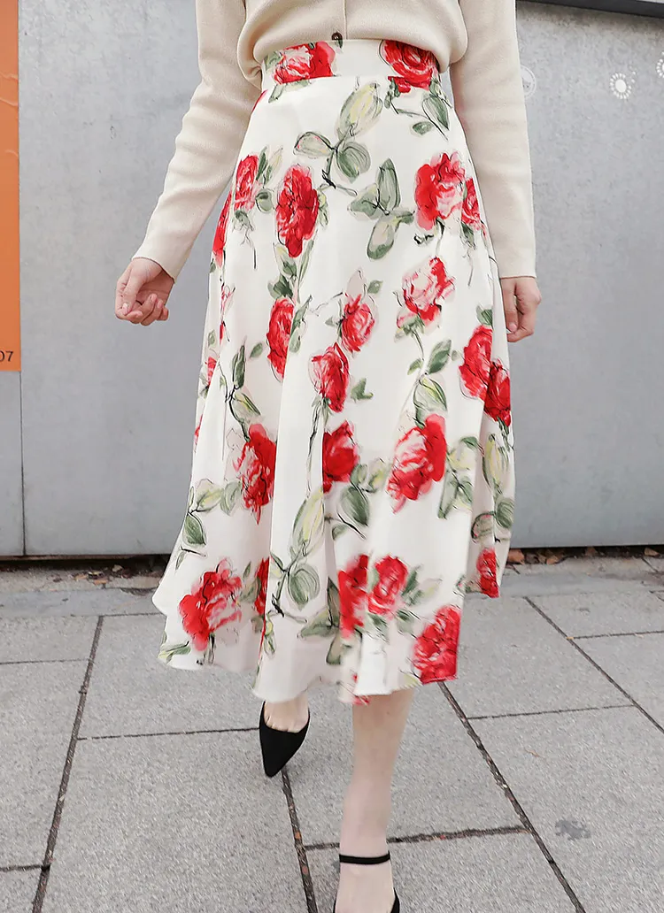 フローラルフレアロングスカート・全2色 | DHOLIC | 詳細画像1