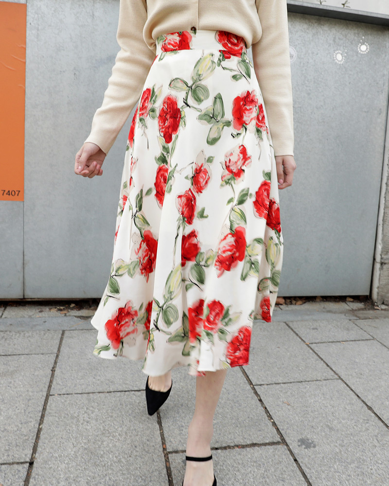 フローラルフレアロングスカート・全2色 | DHOLIC | 詳細画像2