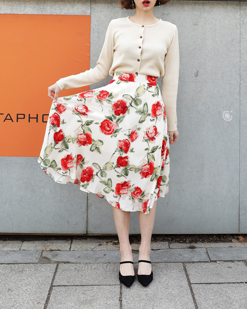 フローラルフレアロングスカート・全2色 | DHOLIC | 詳細画像4